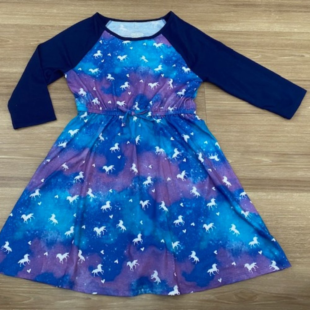 SO GIRLS UNICORN MID LENGTH DRESS